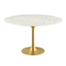 Lippa 54" Round Artificial Marble Dining Table - Gold White - MOD4646