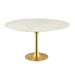 Lippa 60" Round Artificial Marble Dining Table - Gold White - MOD4647