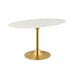 Lippa 54" Oval Artificial Marble Dining Table - Gold White - MOD4648