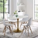 Lippa 54" Oval Artificial Marble Dining Table - Gold White - MOD4648