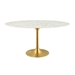 Lippa 60" Oval Artificial Marble Dining Table - Gold White - MOD4649