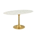 Lippa 60" Oval Artificial Marble Dining Table - Gold White - MOD4649