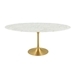 Lippa 78" Oval Artificial Marble Dining Table - Gold White - MOD4670