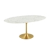 Lippa 78" Oval Artificial Marble Dining Table - Gold White - MOD4670
