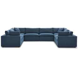 Commix Down Filled Overstuffed 8 Piece Sectional Sofa Set - Azure 