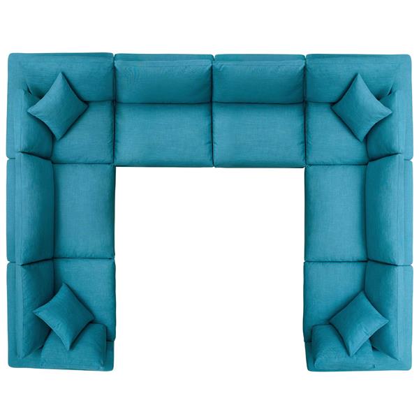 Commix Down Filled Overstuffed 8 Piece Sectional Sofa Set - Teal 
