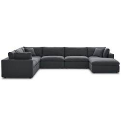 Commix Down Filled Overstuffed 7 Piece Sectional Sofa Set - Gray 