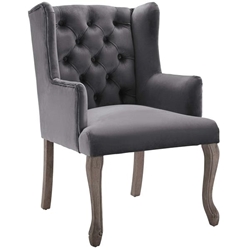 Realm French Vintage Dining Performance Velvet Armchair - Gray 