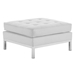 Loft Tufted Upholstered Faux Leather Ottoman - Silver White - MOD4955