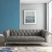 Idyll Tufted Button Upholstered Leather Chesterfield Sofa - Gray - MOD5056
