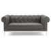 Idyll Tufted Button Upholstered Leather Chesterfield Loveseat - Gray - MOD5058