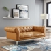 Idyll Tufted Button Upholstered Leather Chesterfield Loveseat - Tan - MOD5059