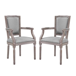 Penchant Dining Armchair Upholstered Fabric Set of 2 - Light Gray 