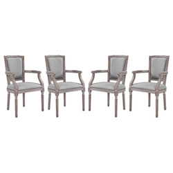 Penchant Dining Armchair Upholstered Fabric Set of 4 - Light Gray 