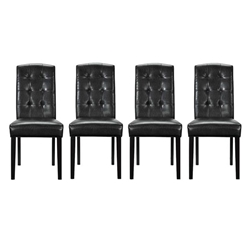 Perdure Dining Chairs Vinyl Set of 4 - Black 