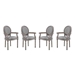 Emanate Dining Armchair Upholstered Fabric Set of 4 - Light Gray - MOD5106