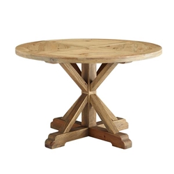 Stitch 47" Round Pine Wood Dining Table - Brown 