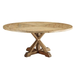 Stitch 71" Round Pine Wood Dining Table - Brown 