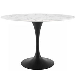 Lippa 48" Oval Artificial Marble Dining Table - Black White 