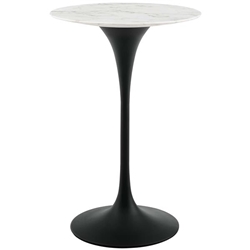 Lippa 28" Round Artificial Marble Bar Table - Black White 