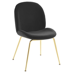 Scoop Gold Stainless Steel Leg Performance Velvet Dining Chair - Black 