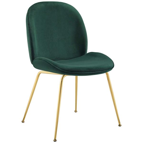 Scoop Gold Stainless Steel Leg Performance Velvet Dining Chair - Green 
