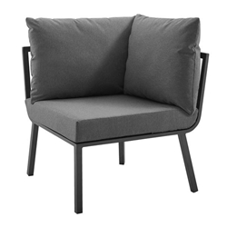 Riverside Outdoor Patio Aluminum Corner Chair - Gray Charcoal 