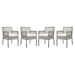 Aura Dining Armchair Outdoor Patio Wicker Rattan Set of 4 - Gray White - MOD5394