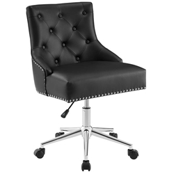 Regent Tufted Button Swivel Faux Leather Office Chair - Black 