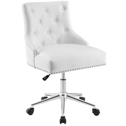Regent Tufted Button Swivel Faux Leather Office Chair - White 