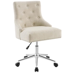 Regent Tufted Button Swivel Upholstered Fabric Office Chair - Beige 