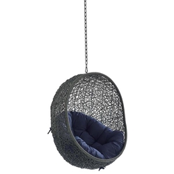 Hide Sunbrella® Fabric Swing Outdoor Patio Lounge Chair Without Stand - Gray Navy 