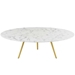 Lippa 47" Round Artificial Marble Coffee Table with Tripod Base - Gold White - MOD5551