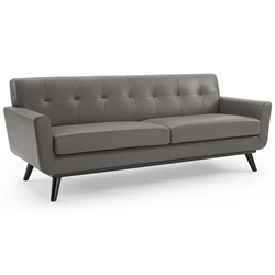 Engage Top-Grain Leather Living Room Lounge Sofa - Gray 