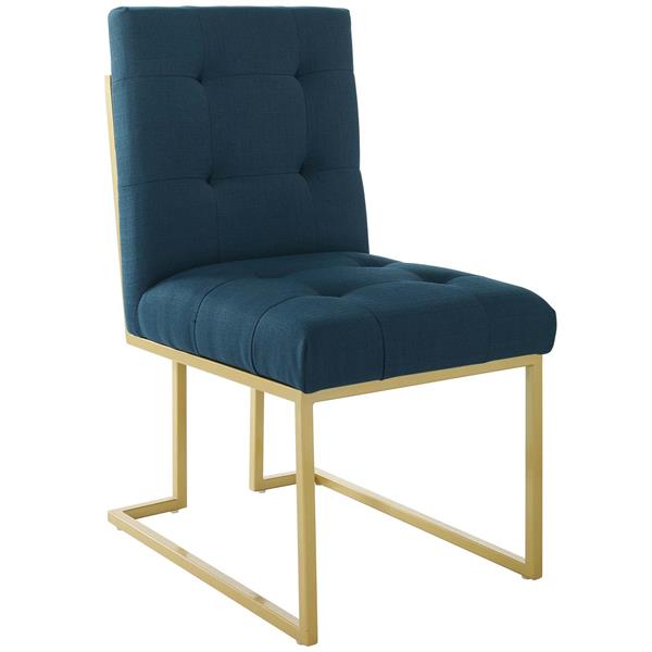 Privy Gold Stainless Steel Upholstered Fabric Dining Accent Chair - Gold Azure 