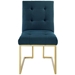 Privy Gold Stainless Steel Upholstered Fabric Dining Accent Chair - Gold Azure - MOD5679