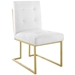 Privy Gold Stainless Steel Upholstered Fabric Dining Accent Chair - Gold White - MOD5682