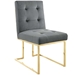 Privy Gold Stainless Steel Performance Velvet Dining Chair - Gold Charcoal - MOD5683