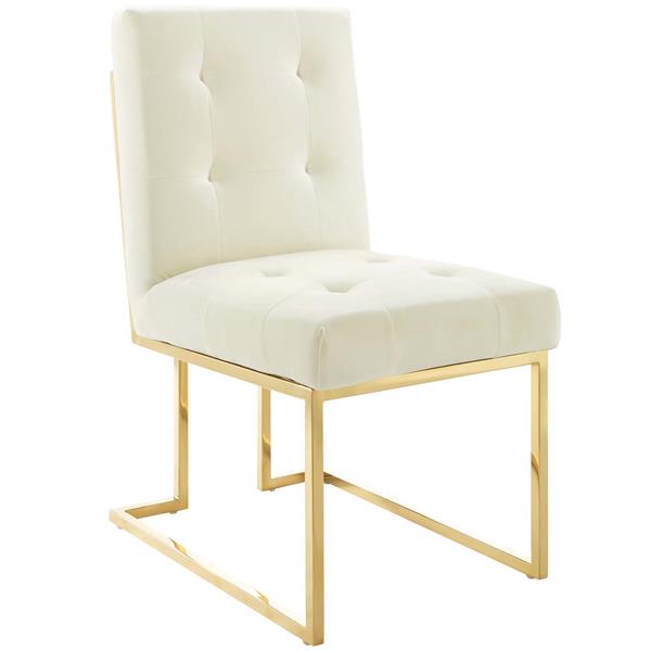 Privy Gold Stainless Steel Performance Velvet Dining Chair - Gold Ivory 