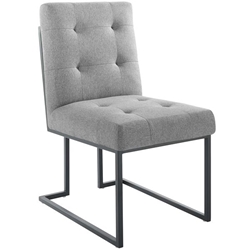 Privy Black Stainless Steel Upholstered Fabric Dining Chair - Black Light Gray 