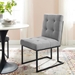 Privy Black Stainless Steel Upholstered Fabric Dining Chair - Black Light Gray - MOD5690