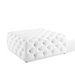 Amour Tufted Button Large Square Faux Leather Ottoman - White - MOD5738