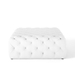 Amour Tufted Button Large Square Faux Leather Ottoman - White - MOD5738