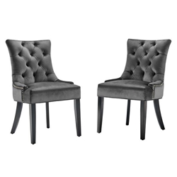 Regent Tufted Performance Velvet Dining Side Chairs - Set of 2 - Charcoal 