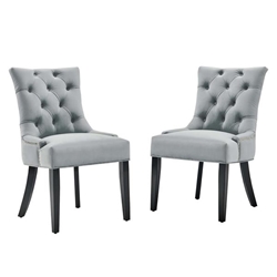 Regent Tufted Performance Velvet Dining Side Chairs - Set of 2 - Light Gray 