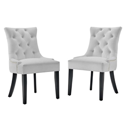 Regent Tufted Performance Velvet Dining Side Chairs - Set of 2 - White 