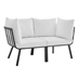 Riverside 2 Piece Outdoor Patio Aluminum Sectional Sofa Set - Gray White