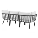 Riverside 3 Piece Outdoor Patio Aluminum Sectional Sofa Set - Gray White - MOD5779