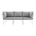 Riverside 3 Piece Outdoor Patio Aluminum Sectional Sofa Set - White Gray - MOD5780