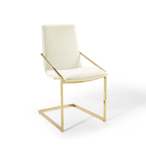 Pitch Performance Velvet Dining Armchair - Gold Ivory 